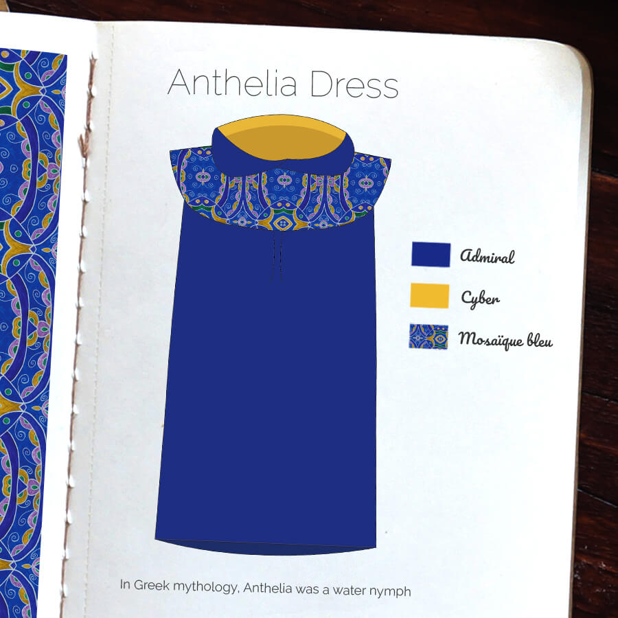 création de motifs de la collection bleu pour une robe